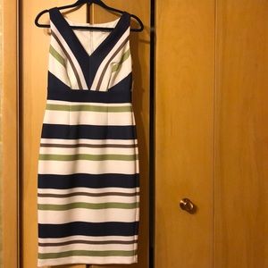 S Navy Green White Dress